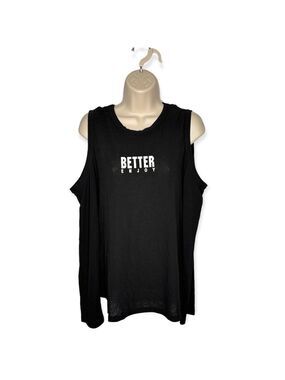 Shein Curve Better Enjoy Cold Shoulder Black Long Sleeve Top‎ Women's Size 3XL